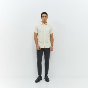 JOBB Truro Kemeja Pria Lengan Pendek Slim Fit Cream