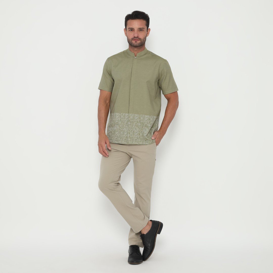 Jobb Zeeshan Baju Koko Pria Lengan Pendek Regular Fit Light Green - Image 3