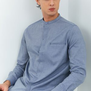 Jobb Khaldun Koko Pria Lengan Panjang Slim Fit Navy