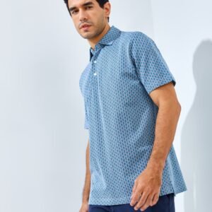 Jack Nicklaus Lecce Premium Knit Shirt Geometric Jacquar Polo Classic Navy