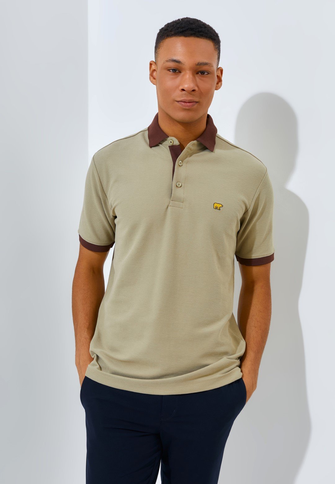 Jack Nicklaus Legend Polo Shirt Pria Regular Fit Sponge Khaki