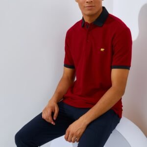 Jack Nicklaus Legend Polo Shirt Pria Regular Fit Burgundy