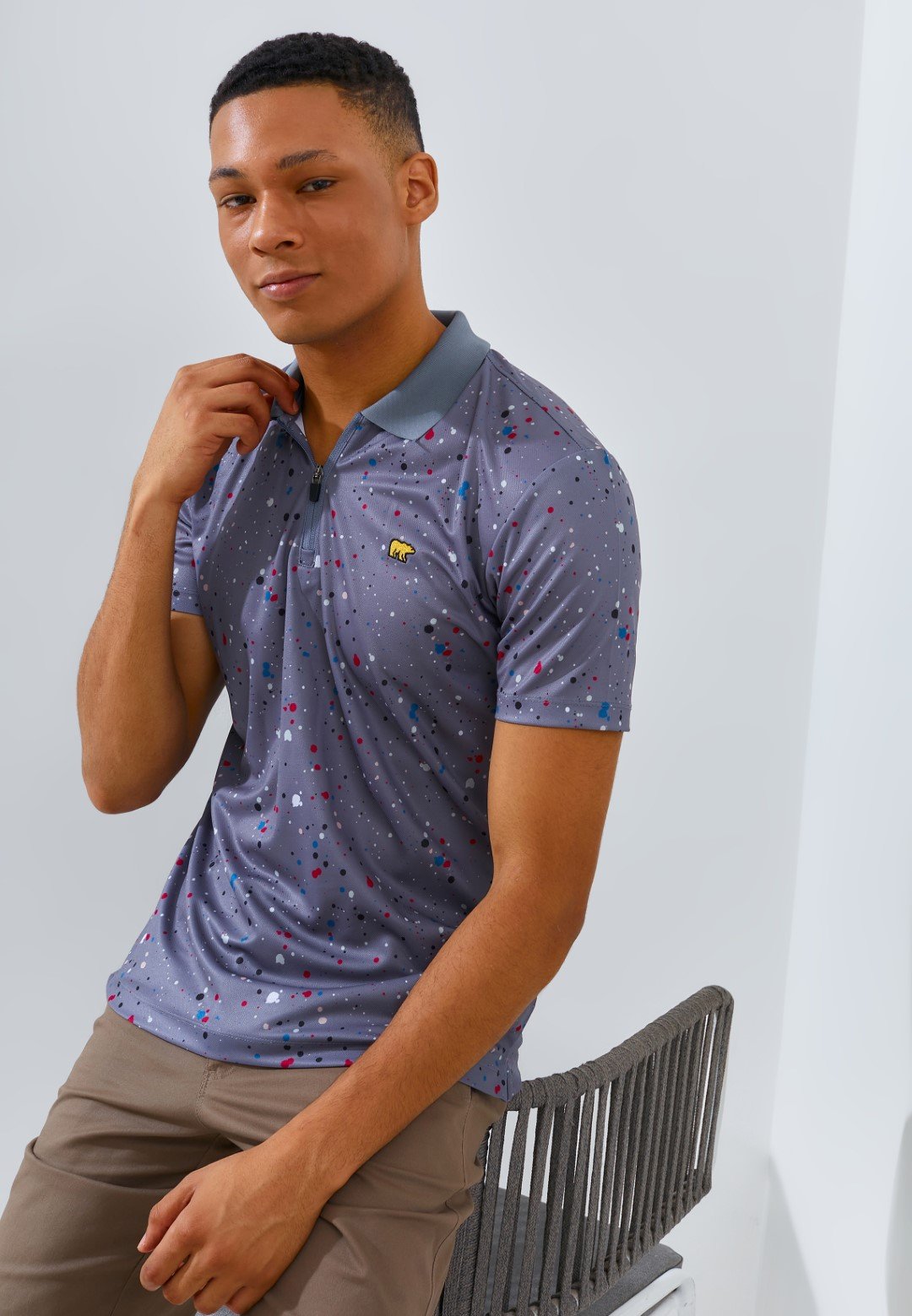 Jack Nicklaus Luiz Polo Shirt Pria Slim Fit Iron Gate - Image 5