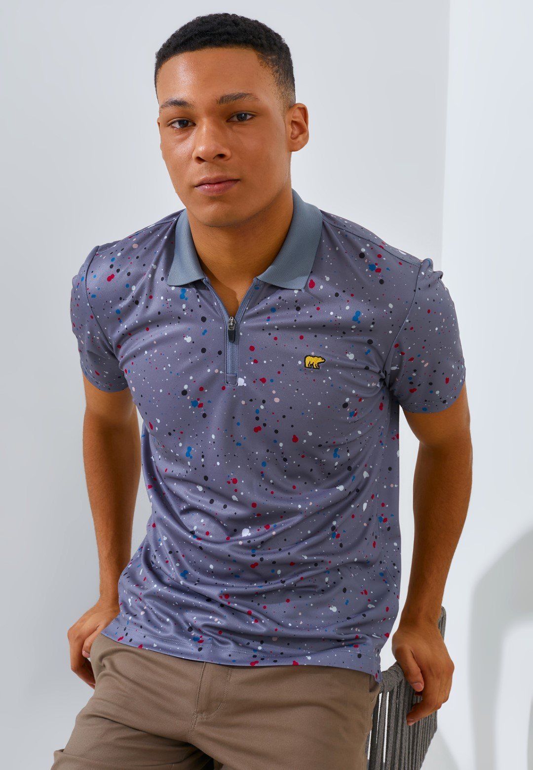 Jack Nicklaus Luiz Polo Shirt Pria Slim Fit Iron Gate - Image 6