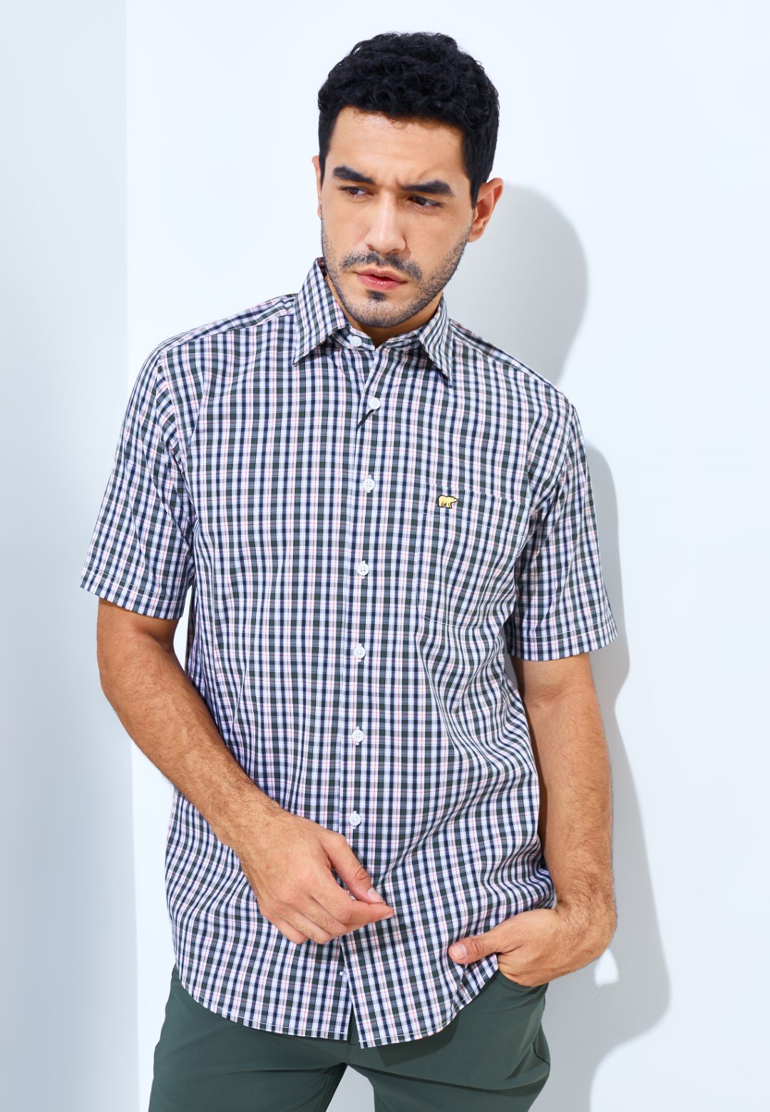 Jack Nicklaus Margaret Premium men's shirt Hounslow Plaid Sage Leaf