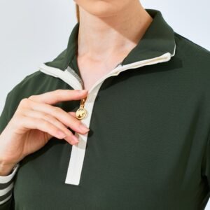 Jack Nicklaus Maya Ladies Premium Stripe Accent Polo Virtual Olive
