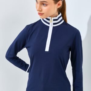 Jack Nicklaus Maya Ladies Premium Stripe Accent Polo Classic Navy