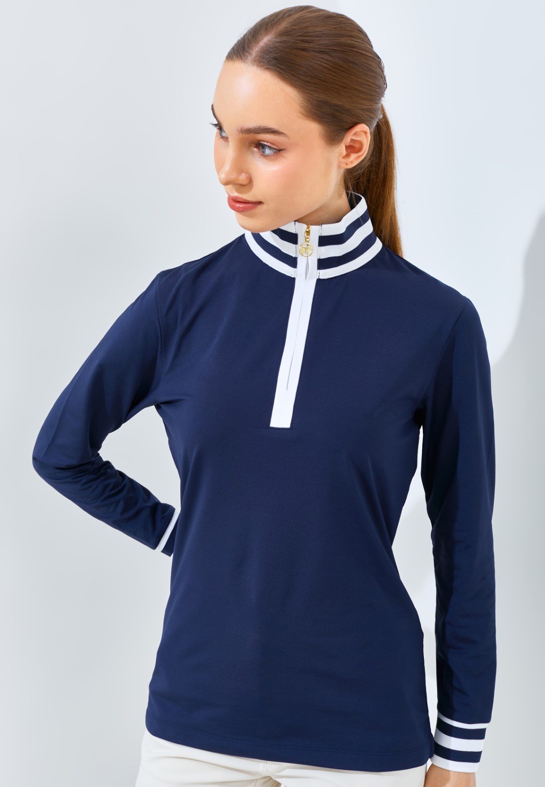 Jack Nicklaus Maya Ladies Premium Stripe Accent Polo Classic Navy