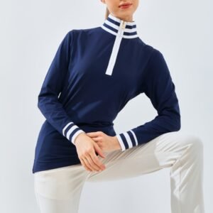 Jack Nicklaus Maya Ladies Premium Stripe Accent Polo Classic Navy