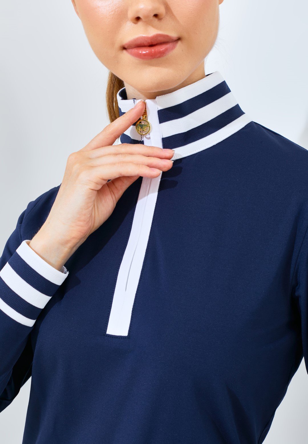 Jack Nicklaus Maya Ladies Premium Stripe Accent Polo Classic Navy - Image 5
