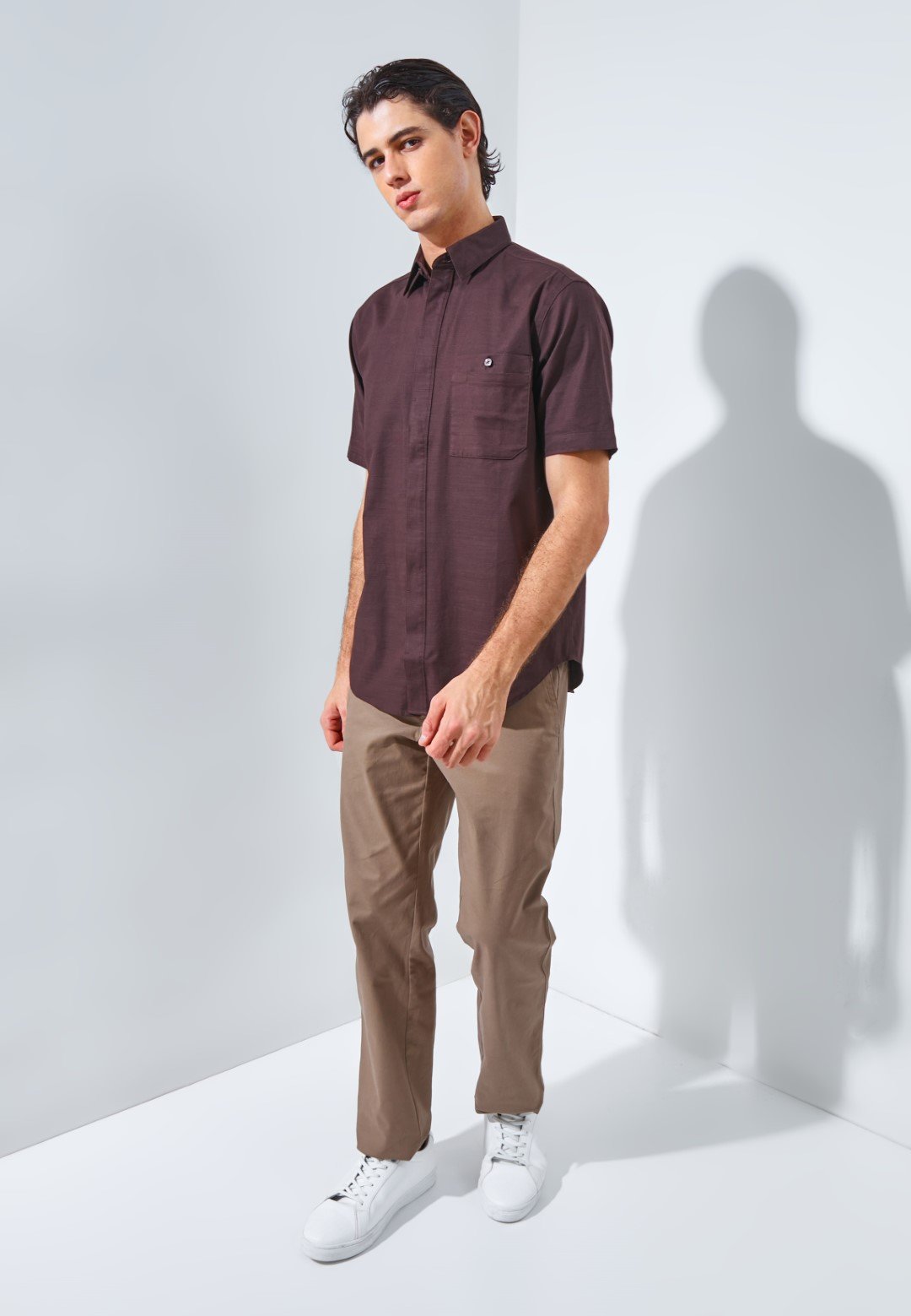 Jack Nicklaus Monarca Kemeja Pria Lengan Pendek Slim Fit Dark Brown - Image 6