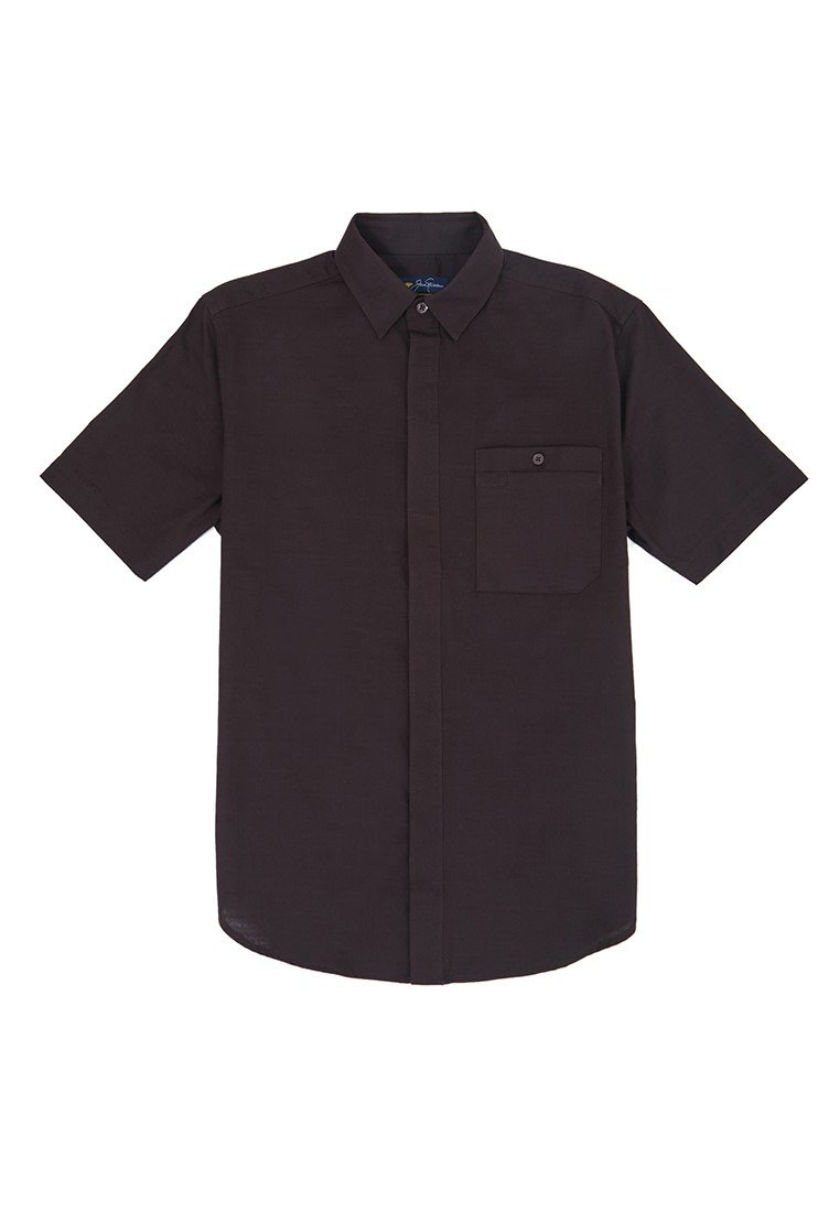 Jack Nicklaus Monarca Kemeja Pria Lengan Pendek Slim Fit Dark Brown - Image 7