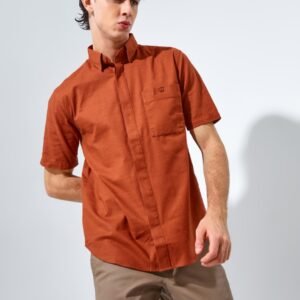 Jack Nicklaus Monarca Kemeja Pria Lengan Pendek Slim Fit Brown Red