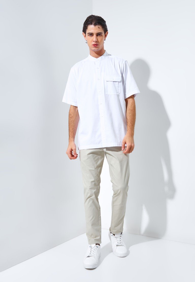 Jack Nicklaus Morata Kemeja Shanghai Pria Pendek Regular White - Image 6