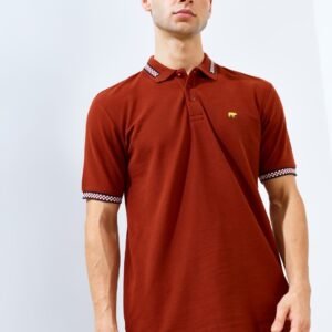 Jack Nicklaus Mustang Polo Shirt Pria Regular Fit Brown Red