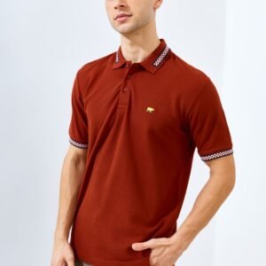 Jack Nicklaus Mustang Polo Shirt Pria Regular Fit Brown Red