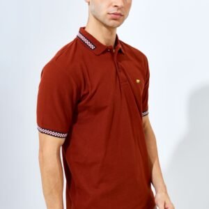 Jack Nicklaus Mustang Polo Shirt Pria Regular Fit Brown Red