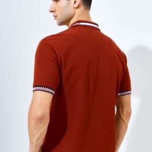 Jack Nicklaus Mustang Polo Shirt Pria Regular Fit Brown Red