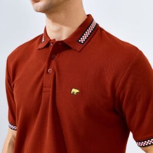 Jack Nicklaus Mustang Polo Shirt Pria Regular Fit Brown Red