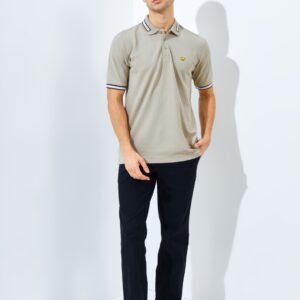 Jack Nicklaus Mustang Polo Shirt Pria Regular Fit Khaki