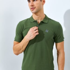 Jack Nicklaus Nexus Polo Shirt Pria Slim Fit Olive