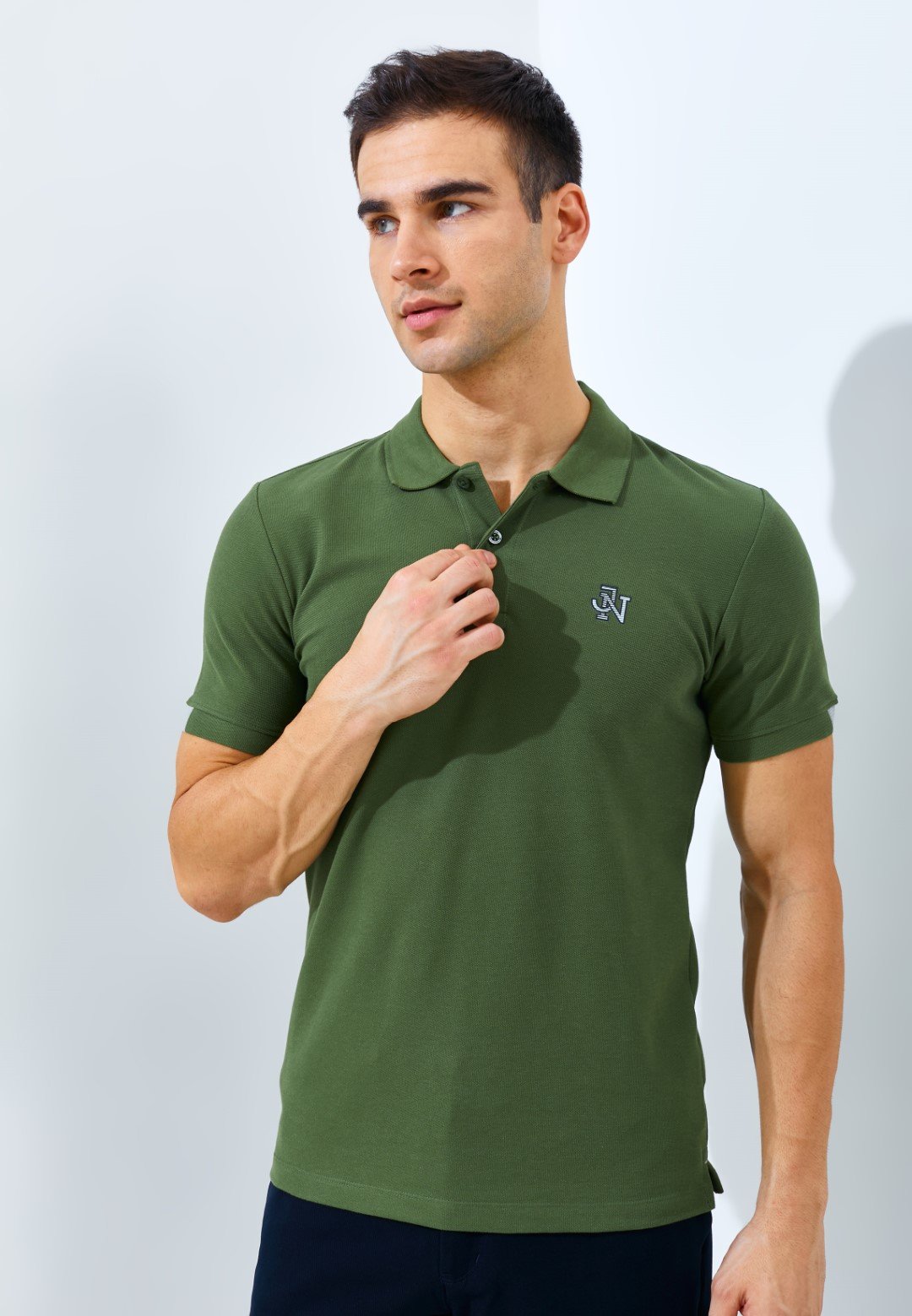 Jack Nicklaus Nexus Polo Shirt Pria Slim Fit Olive