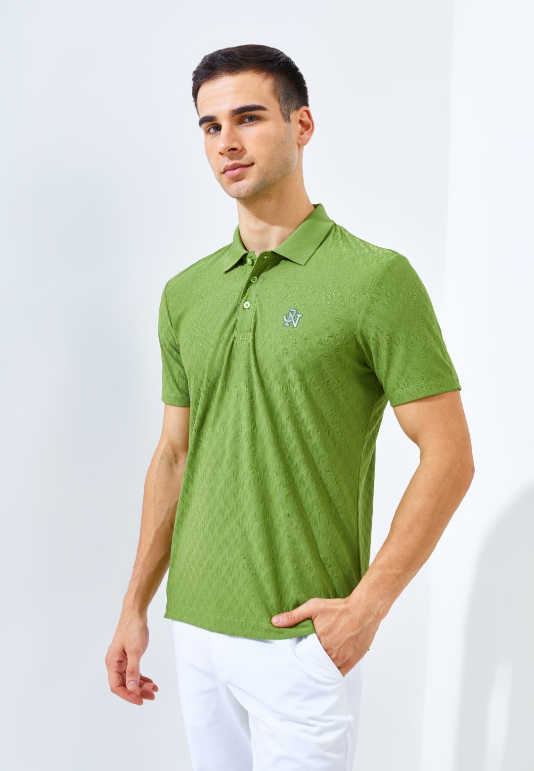 Jack Nicklaus Odyssey Polo Shirt Pria Slim Fit Grasshopper Green