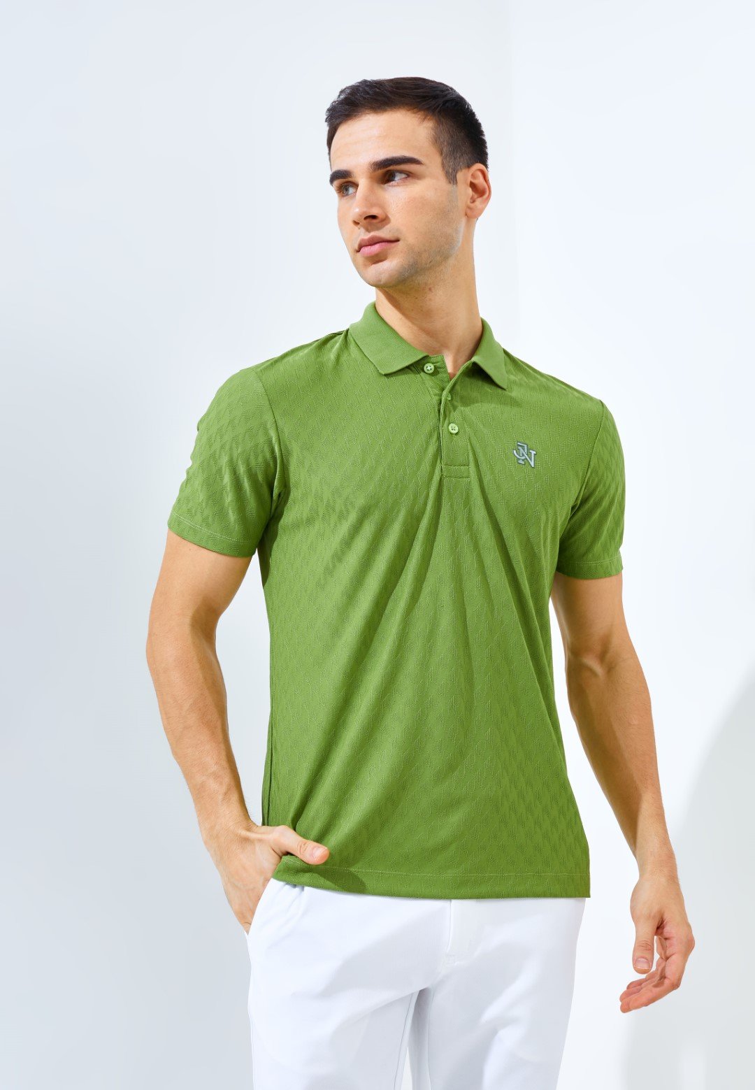 Jack Nicklaus Odyssey Polo Shirt Pria Slim Fit Grasshopper Green - Image 2