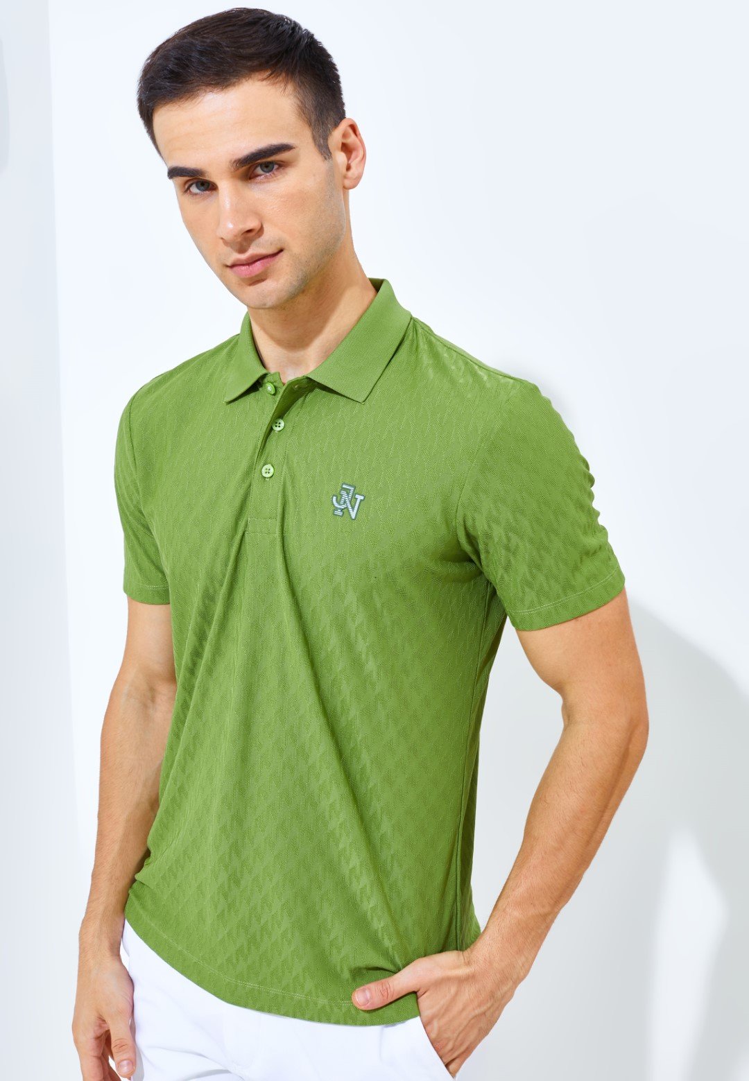 Jack Nicklaus Odyssey Polo Shirt Pria Slim Fit Grasshopper Green - Image 3