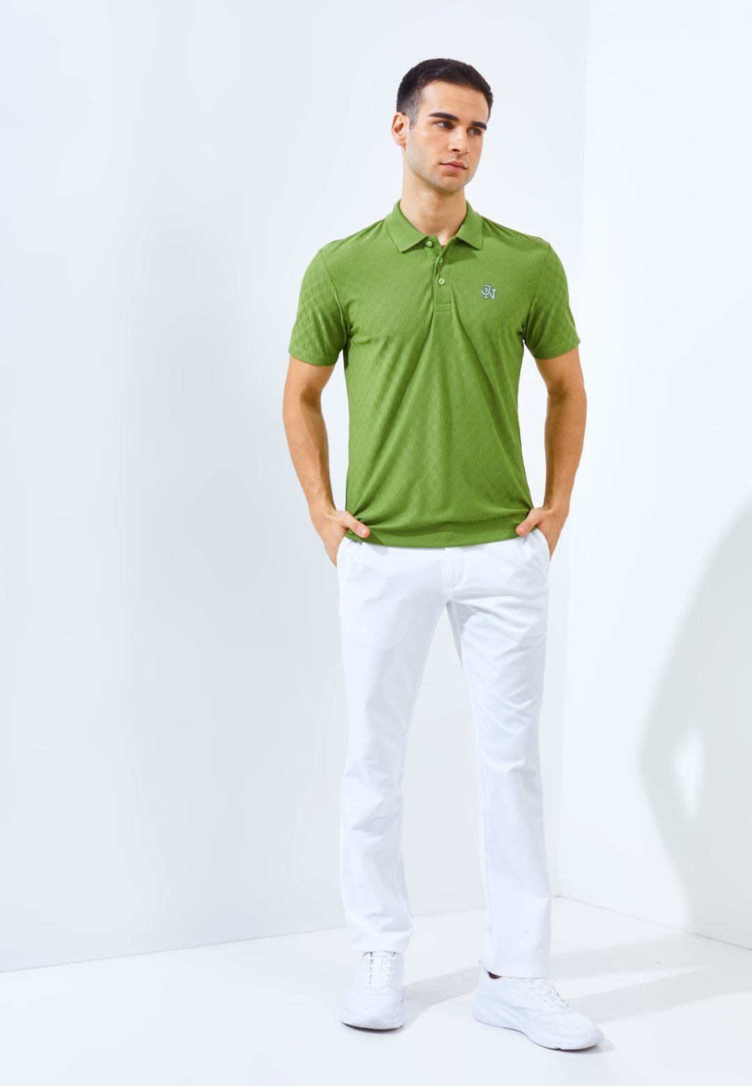 Jack Nicklaus Odyssey Polo Shirt Pria Slim Fit Grasshopper Green - Image 6