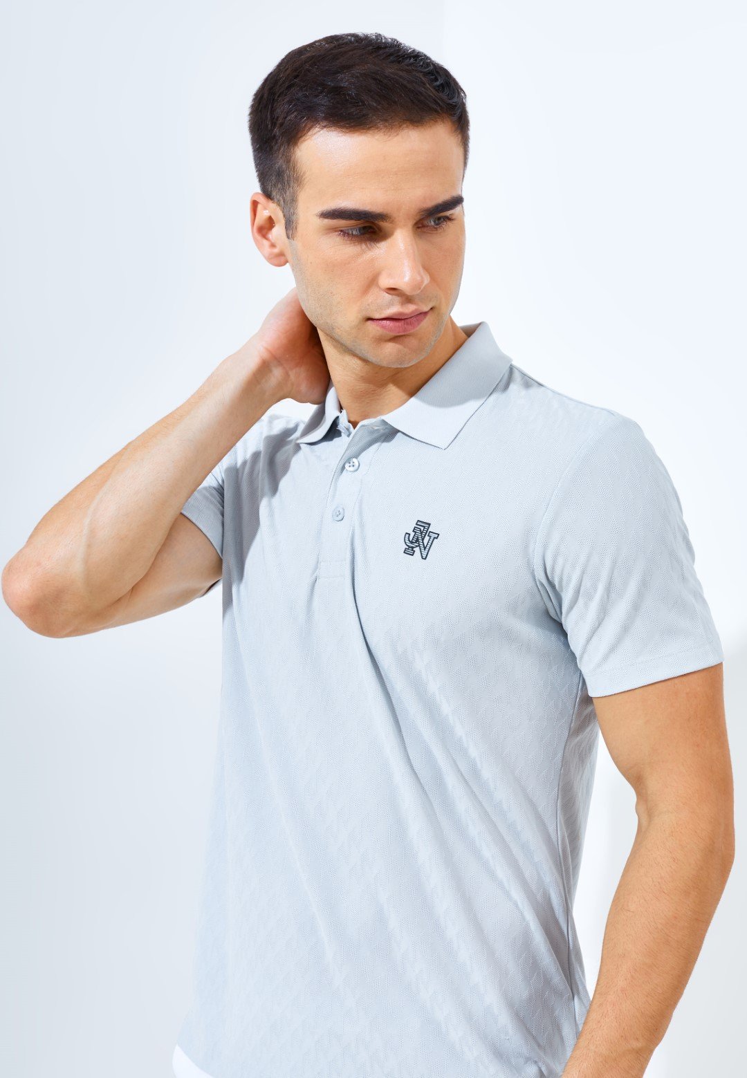 Jack Nicklaus Odyssey Polo Shirt Pria Slim Fit Light Grey - Image 2