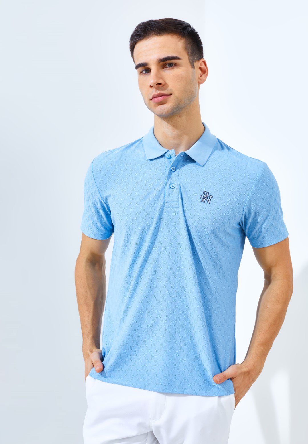 Jack Nicklaus Odyssey Polo Shirt Pria Slim Fit Light Blue