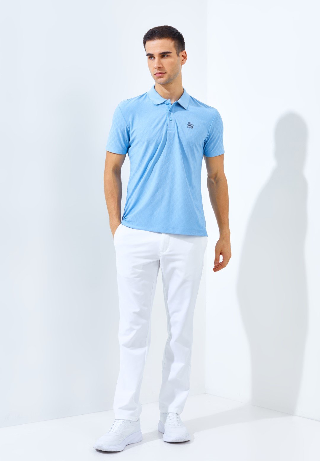 Jack Nicklaus Odyssey Polo Shirt Pria Slim Fit Light Blue - Image 6