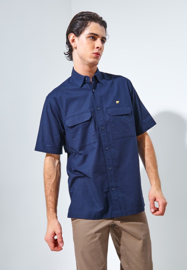 Jack Nicklaus Oyarzabal Kemeja Pria Lengan Pendek Regular Navy - Image 3