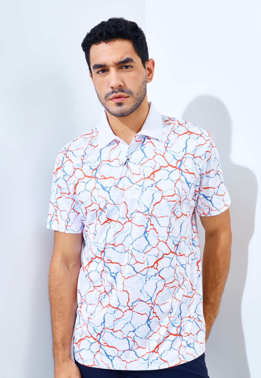 Jack Nicklaus Panpacific Premium Crackle Print Polo Bright White