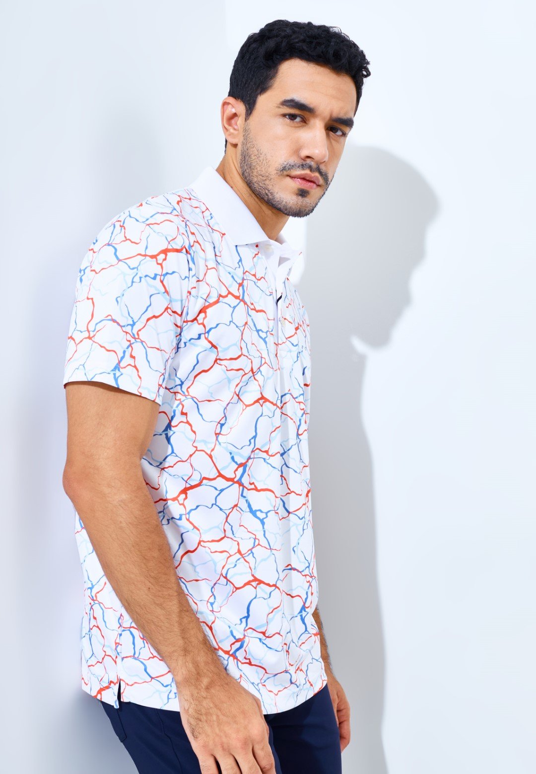 Jack Nicklaus Panpacific Premium Crackle Print Polo Bright White - Image 2