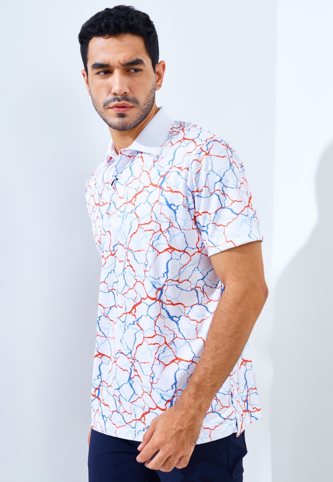 Jack Nicklaus Panpacific Premium Crackle Print Polo Bright White - Image 3