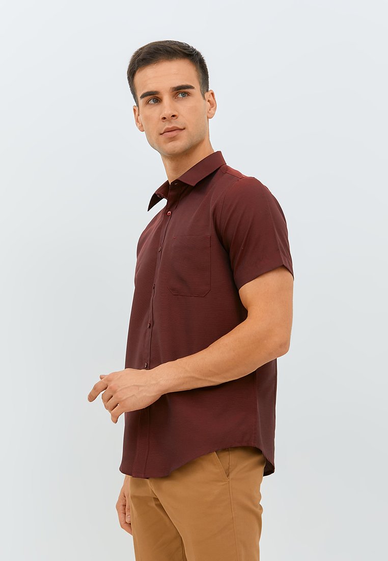 Jobb Pitsea Kemeja Pria Lengan Pendek Slim Fit Maroon - Image 2