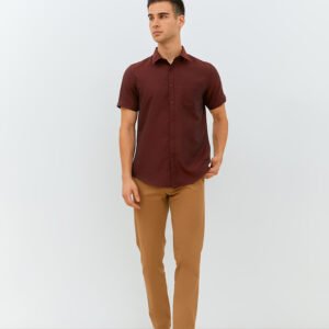 Jobb Pitsea Kemeja Pria Lengan Pendek Slim Fit Maroon