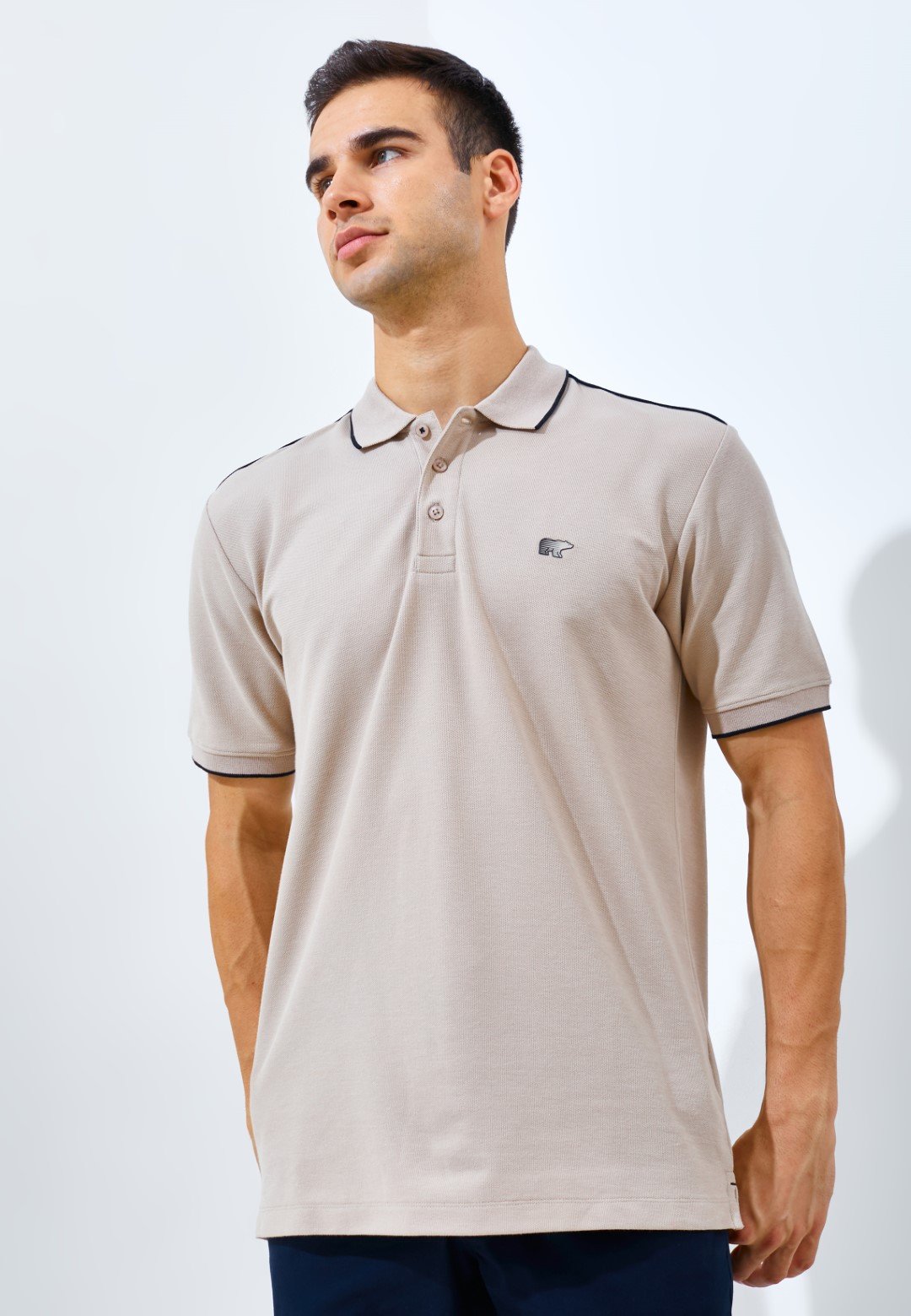 Jack Nicklaus Pollux Spring Polo Shirt Pria Regular Fit Beige - Image 3