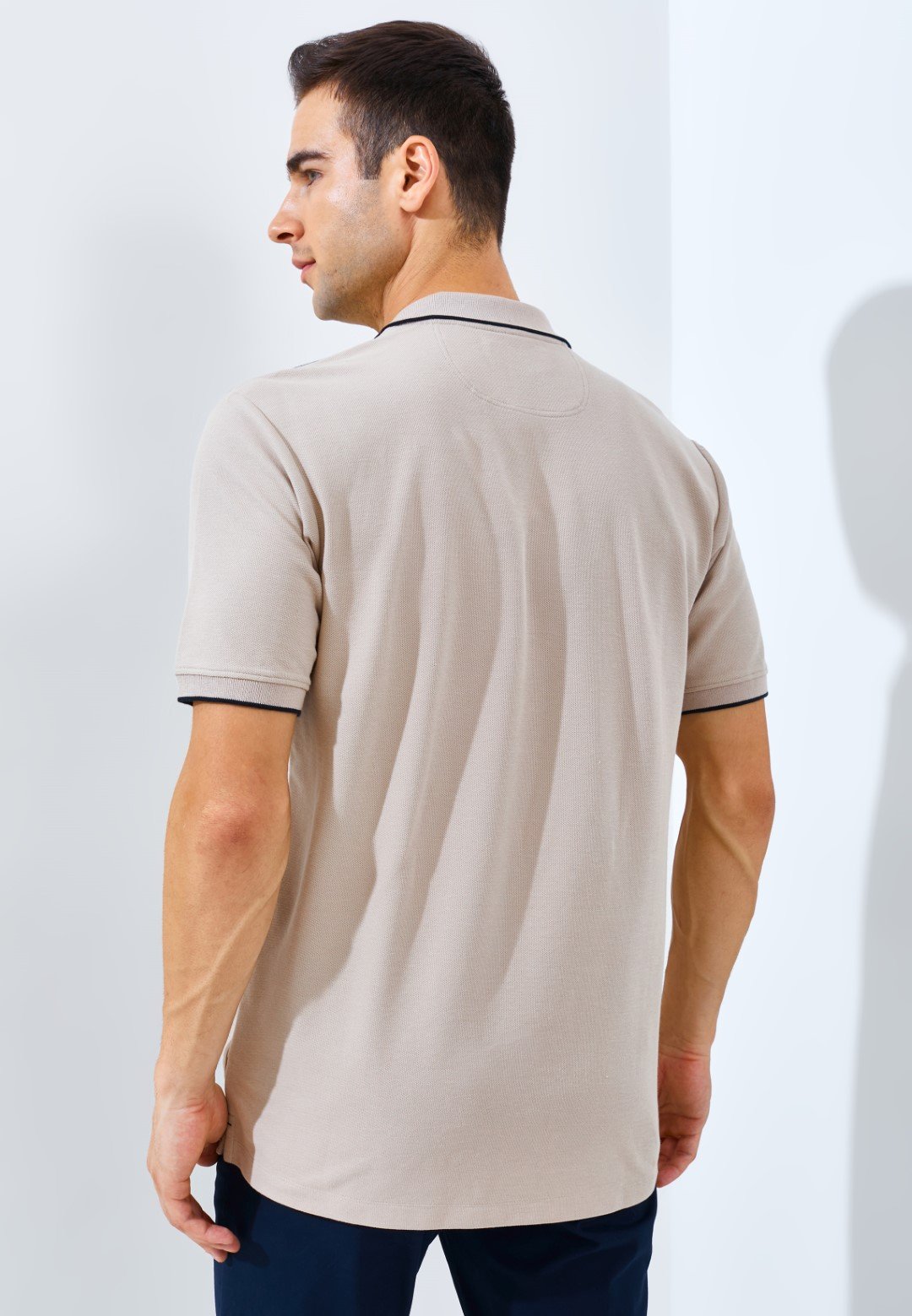 Jack Nicklaus Pollux Spring Polo Shirt Pria Regular Fit Beige - Image 4