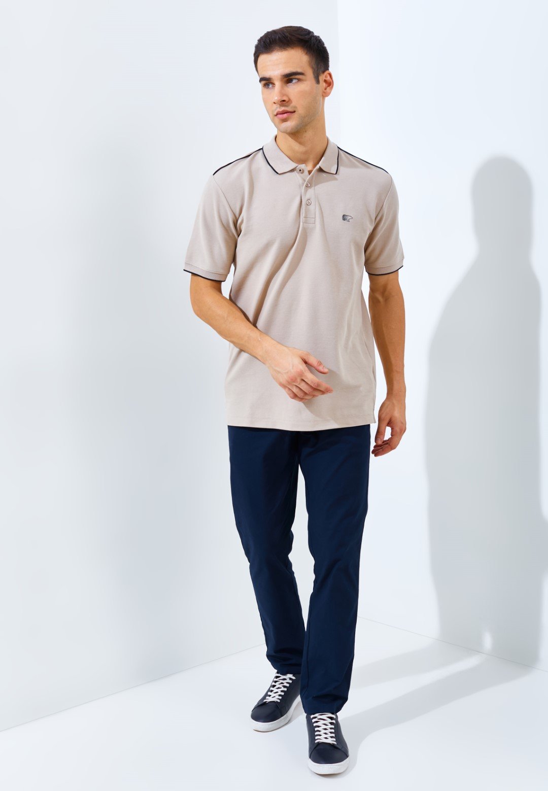 Jack Nicklaus Pollux Spring Polo Shirt Pria Regular Fit Beige - Image 6