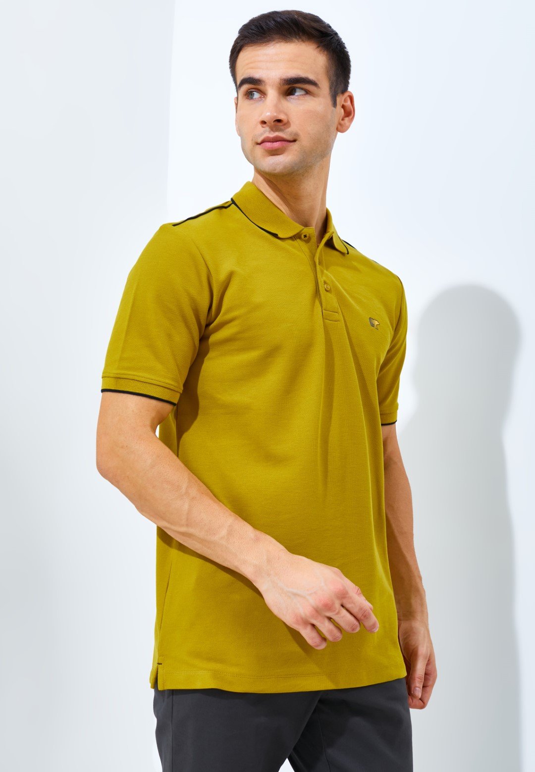 Jack Nicklaus Pollux Spring Polo Shirt Pria Regular Fit Mustard