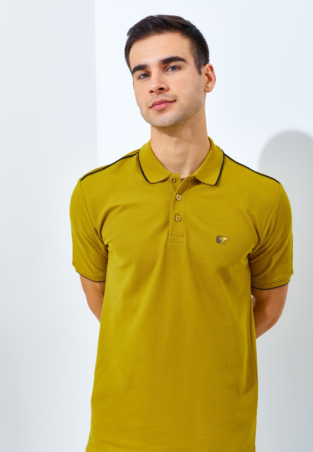 Jack Nicklaus Pollux Spring Polo Shirt Pria Regular Fit Mustard - Image 2