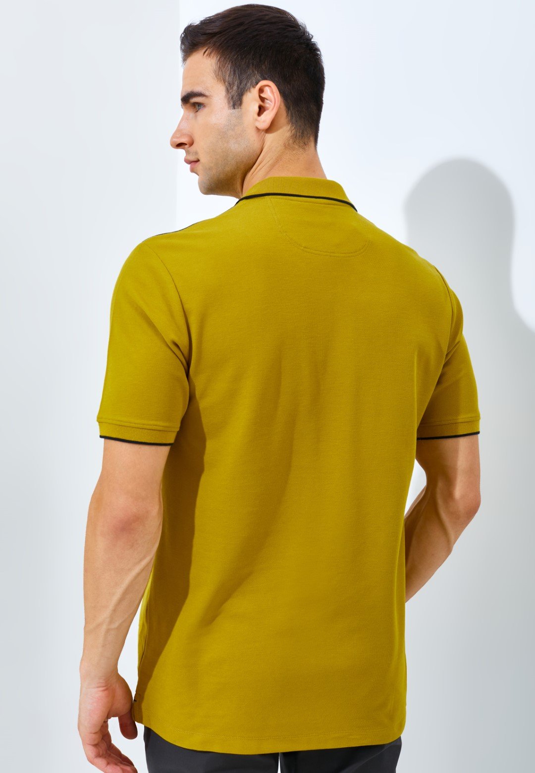 Jack Nicklaus Pollux Spring Polo Shirt Pria Regular Fit Mustard - Image 4