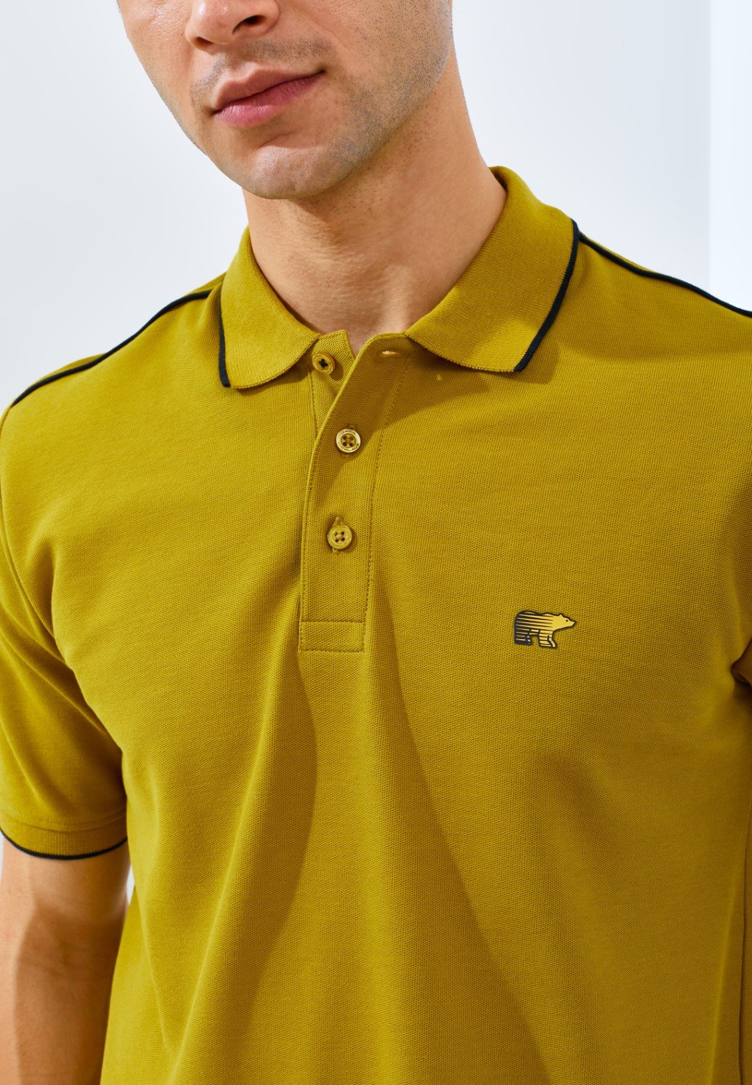 Jack Nicklaus Pollux Spring Polo Shirt Pria Regular Fit Mustard - Image 5