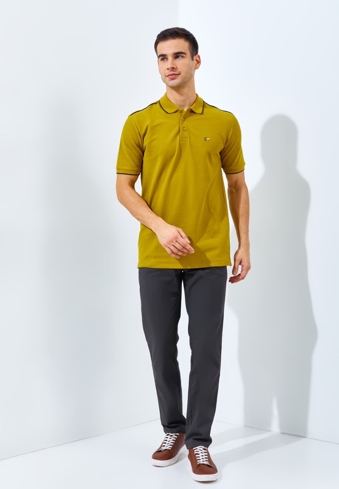 Jack Nicklaus Pollux Spring Polo Shirt Pria Regular Fit Mustard - Image 6