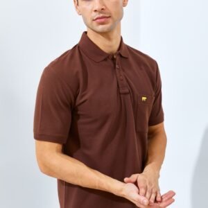 Jack Nicklaus Protons Spring Polo Shirt Pria Regular Fit Dark Brown