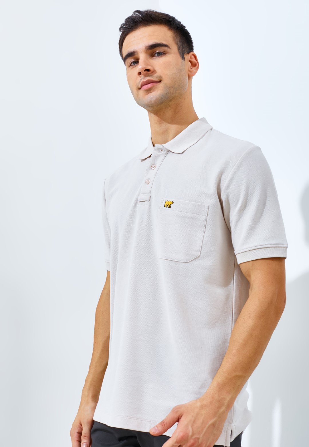 Jack Nicklaus Protons Spring Polo Shirt Pria Regular Fit Beige