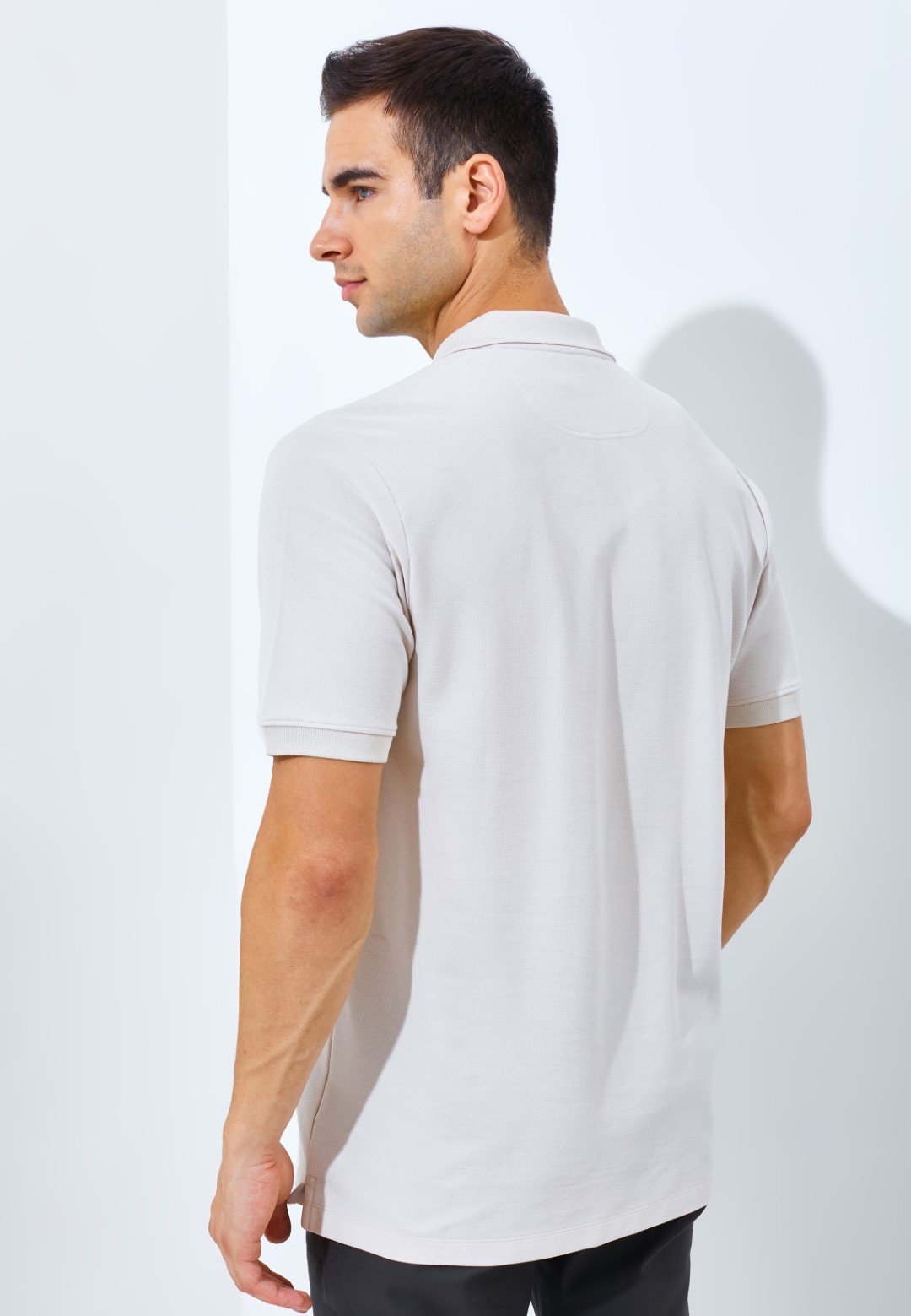 Jack Nicklaus Protons Spring Polo Shirt Pria Regular Fit Beige - Image 4